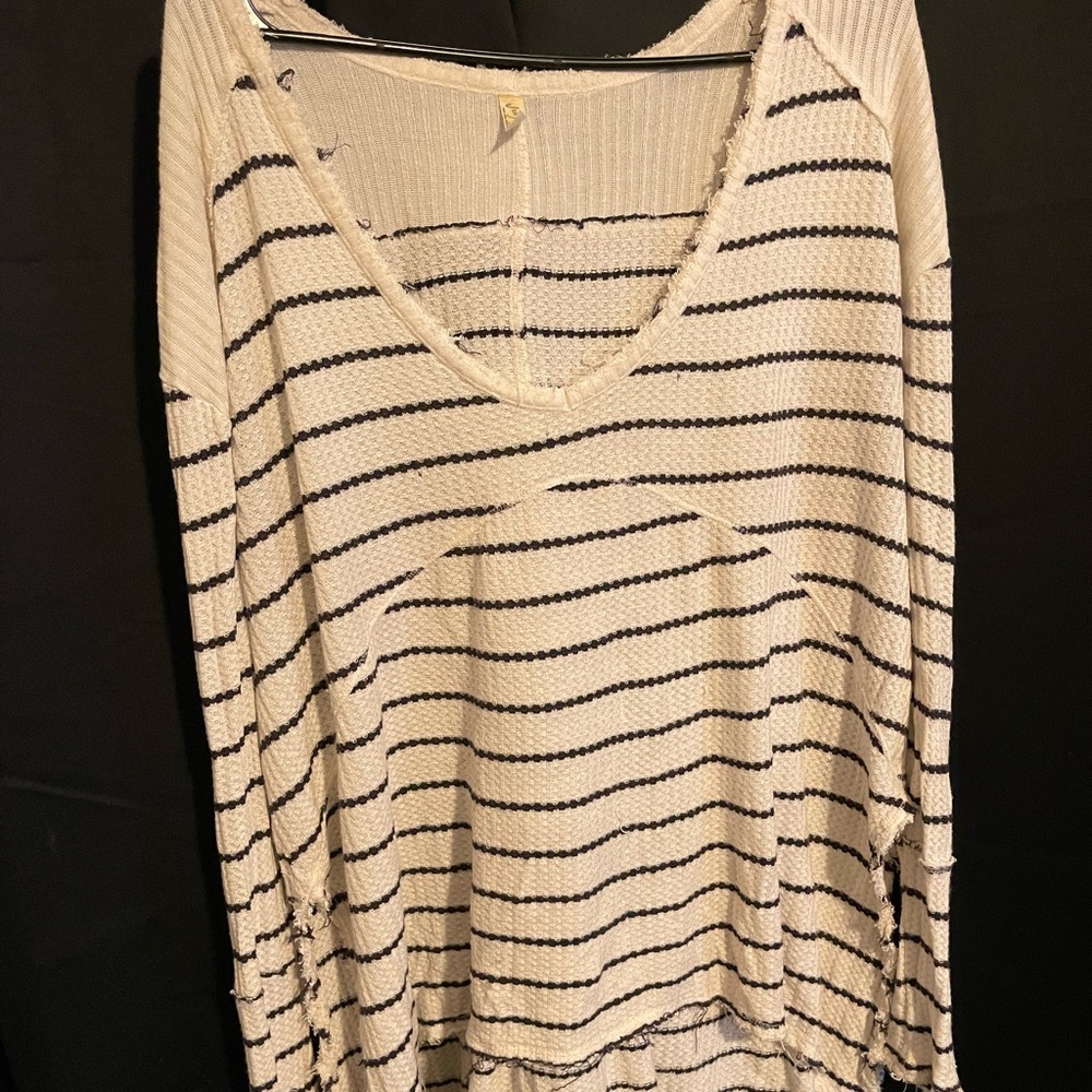 Free People oversized thermal stripe shirt